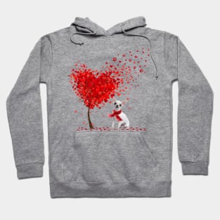 Valentine's Day Heart Tree Love White Chihuahua Hoodie